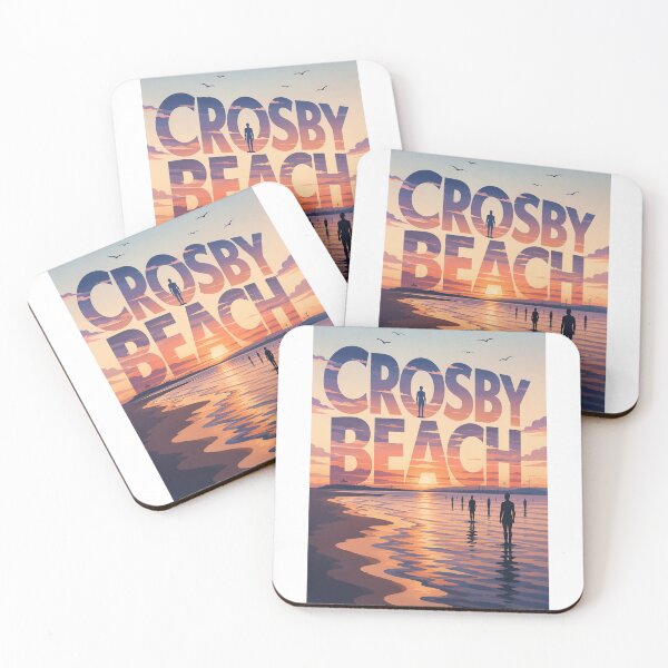 Artikelvorschau, Crosby Beach, Merseyside, Liverpool Bay, England, Sonnenuntergang am Ufer entworfen und verkauft von Aryabek.