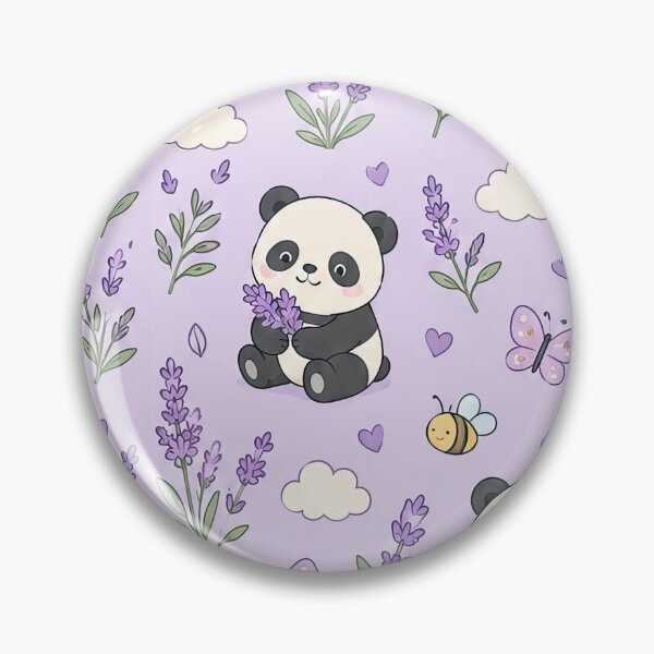 Item preview, Panda Lavender Meadow Kawaii Pattern designed and sold by Soft Berry Studio.