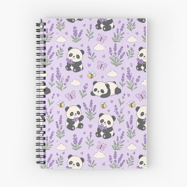 Item preview, Panda Lavender Meadow Kawaii Pattern designed and sold by Soft Berry Studio.