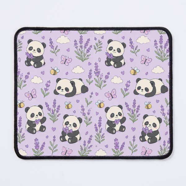 Item preview, Panda Lavender Meadow Kawaii Pattern designed and sold by Soft Berry Studio.