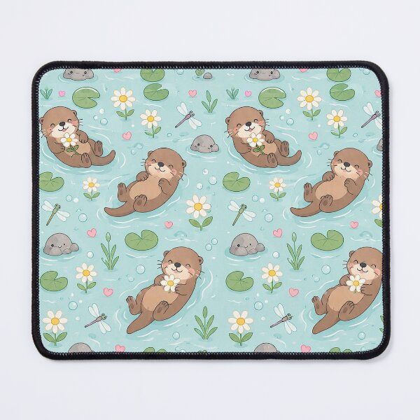Item preview, Otter Daisy River Kawaii Pattern designed and sold by Soft Berry Studio.