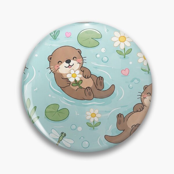 Item preview, Otter Daisy River Kawaii Pattern designed and sold by Soft Berry Studio.