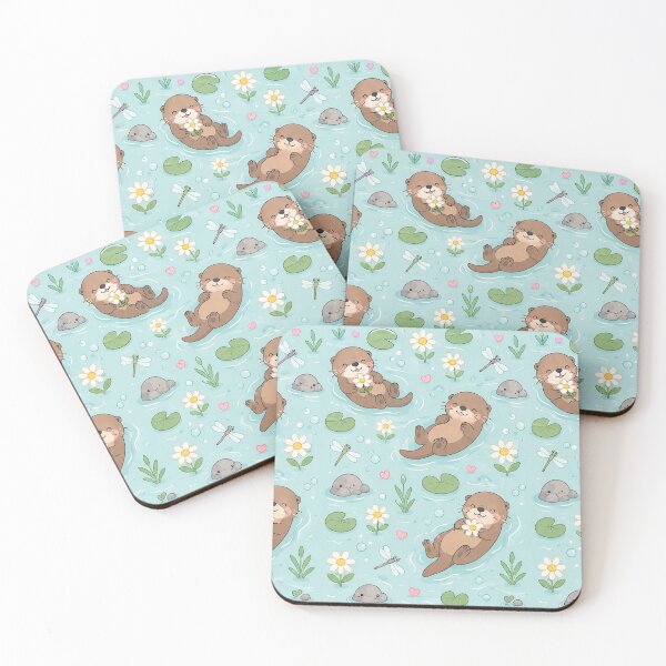 Item preview, Otter Daisy River Kawaii Pattern designed and sold by Soft Berry Studio.