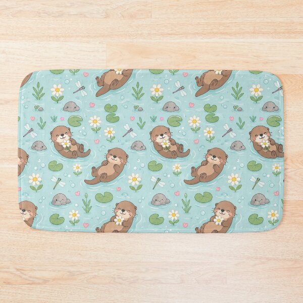 Item preview, Otter Daisy River Kawaii Pattern designed and sold by Soft Berry Studio.
