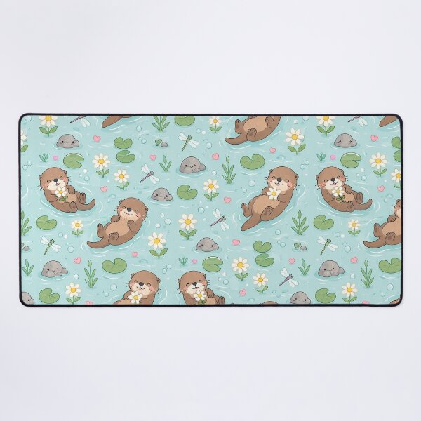 Item preview, Otter Daisy River Kawaii Pattern designed and sold by Soft Berry Studio.