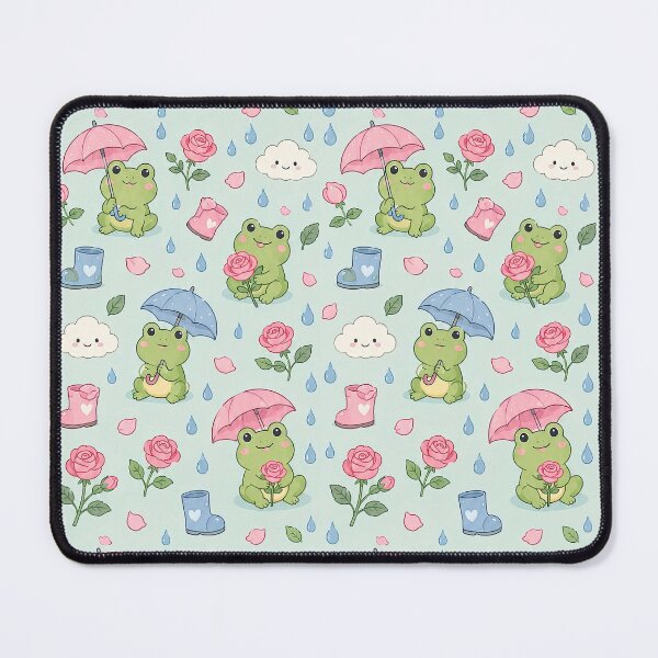 Item preview, Frog Rose Rain Garden Kawaii Pattern designed and sold by Soft Berry Studio.