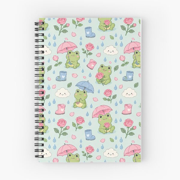 Item preview, Frog Rose Rain Garden Kawaii Pattern designed and sold by Soft Berry Studio.