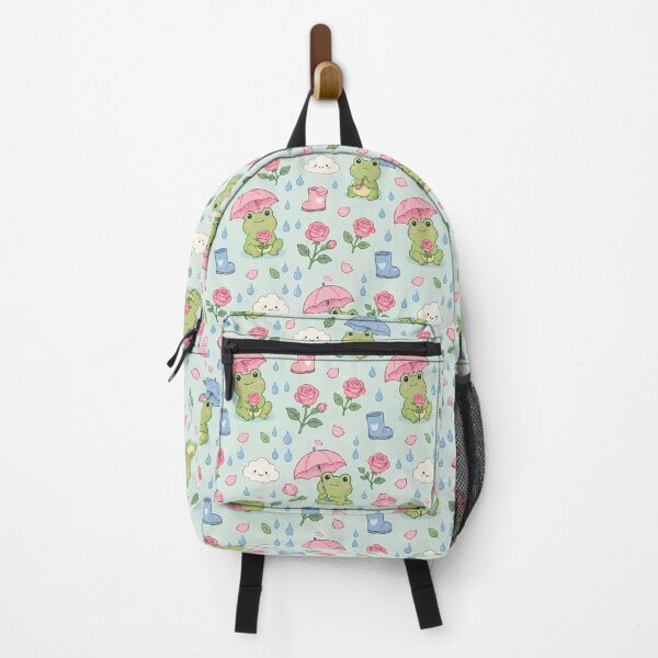 Item preview, Frog Rose Rain Garden Kawaii Pattern designed and sold by Soft Berry Studio.