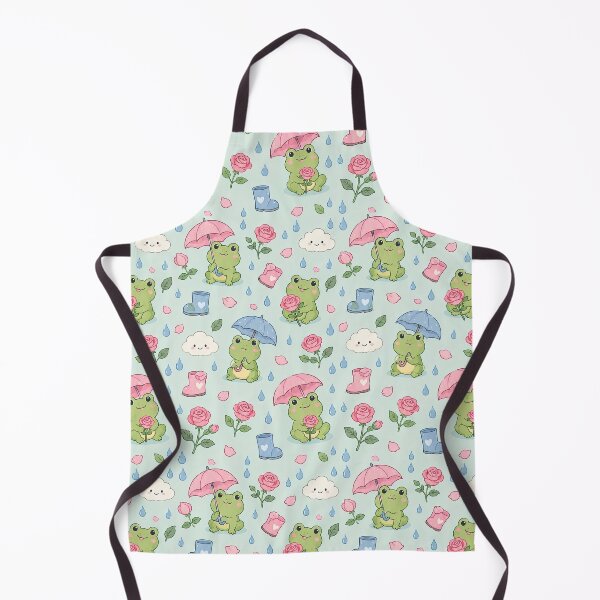 Item preview, Frog Rose Rain Garden Kawaii Pattern designed and sold by Soft Berry Studio.