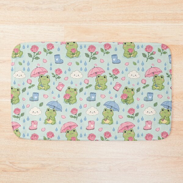 Item preview, Frog Rose Rain Garden Kawaii Pattern designed and sold by Soft Berry Studio.