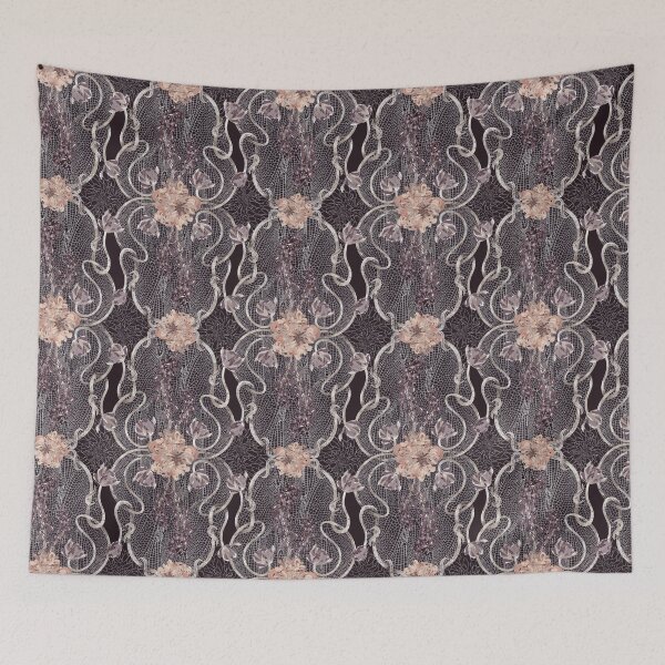 Item preview, Dark Romantasy Florals with Gothic Style Lace Moody Art Nouveau Tulips Chrysanthemums designed and sold by Frostie88.