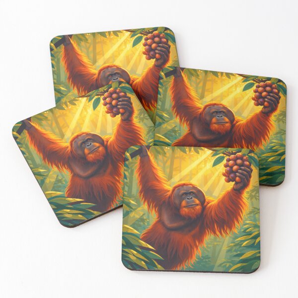 Item preview, Bornean Orangutan Retro Style Digital Animal Art designed and sold by kakarikihill.