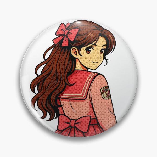 Item preview, Vintage Shoujo Anime Girl Portrait with Pink Bows designed and sold by VINTAGE BY LAMBERTINY .