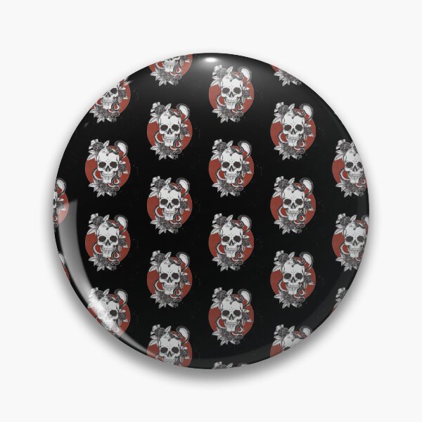 Item preview, Skull, Snake, and Roses - Black and Red Tattoo Style Illustration designed and sold by PatternPopp.
