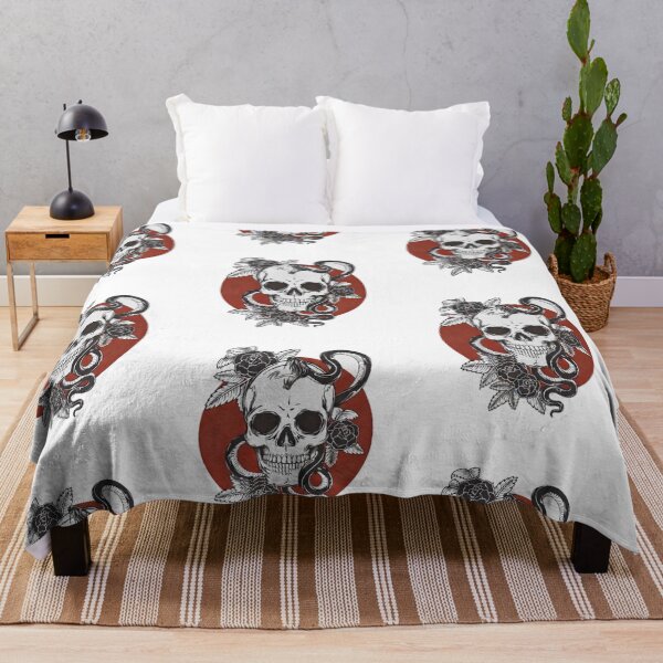 Item preview, Skull, Snake, and Roses - Black and Red Tattoo Style Illustration designed and sold by PatternPopp.