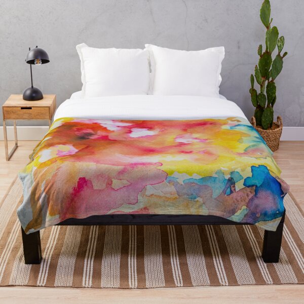 Artikelvorschau, Sonnendurchflutete Blüte – Abstraktes Aquarell in Rosa, Gold und Blau entworfen und verkauft von BuckaBaby.