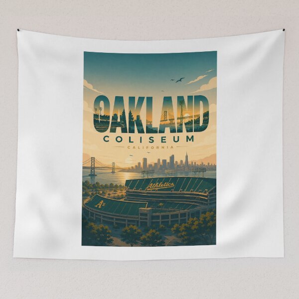 Item preview, Oakland Coliseum California Athletics and San Francisco Bay Skyline designed and sold by Aryabek.