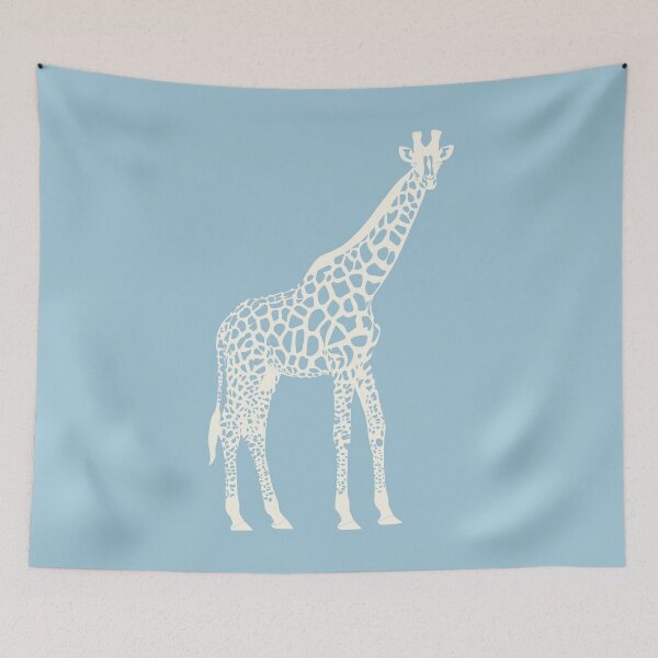Item preview, Cream Monochrome Giraffe on Dusty Blue Scandinavian Style Animal Illustration designed and sold by Nasdigitalart.