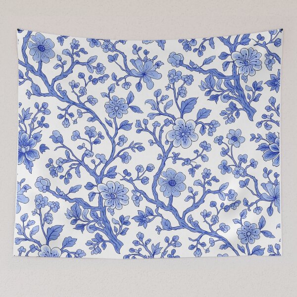 Item preview, Blue floral seamless pattern in chinoiserie style designed and sold by Rue Market.