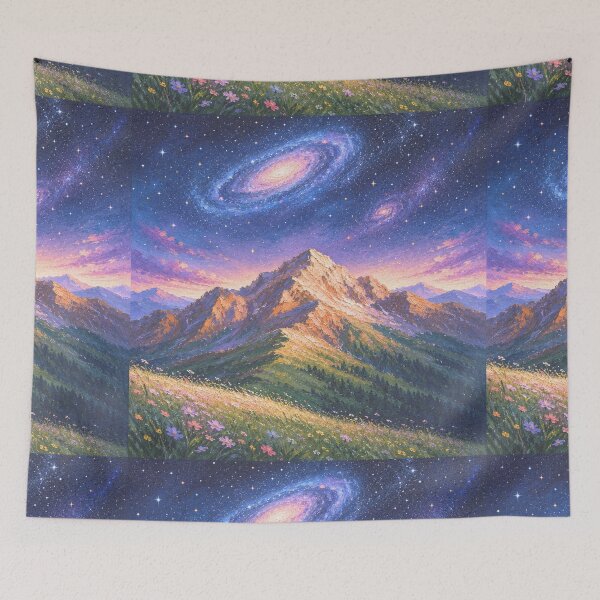 Item preview, Starry Mountain Peak and Distant Galaxies designed and sold by TeyArtWork.