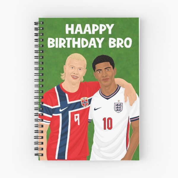 Item preview, Haaland & Jude Bellingham Birthday Card – HAAPPY Birthday Bro Funny Football Card designed and sold by The Home Of Pink Peach.