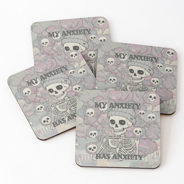 Item preview, my anxiety has anxiety skeleton art designed and sold by GirlBuy.