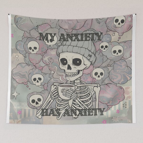 Item preview, mi ansiedad tiene arte de esqueleto de ansiedad designed and sold by GirlBuy.