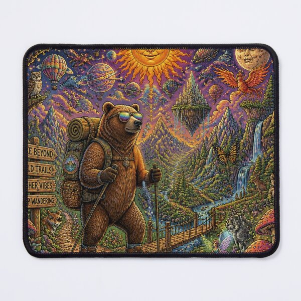 Item preview, Hike Beyond Psychedelic Bear Retro Poster designed and sold by Skyrocketz.
