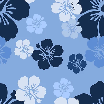 Artwork thumbnail, Blue Hibiscus Pattern by RKTOPIC by RKTopic
