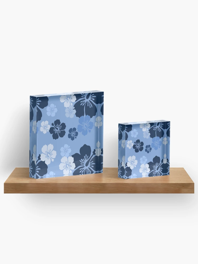 Thumbnail 3 of 5, Acrylic Block, Blue Hibiscus Pattern by RKTOPIC designed and sold by RKTopic.