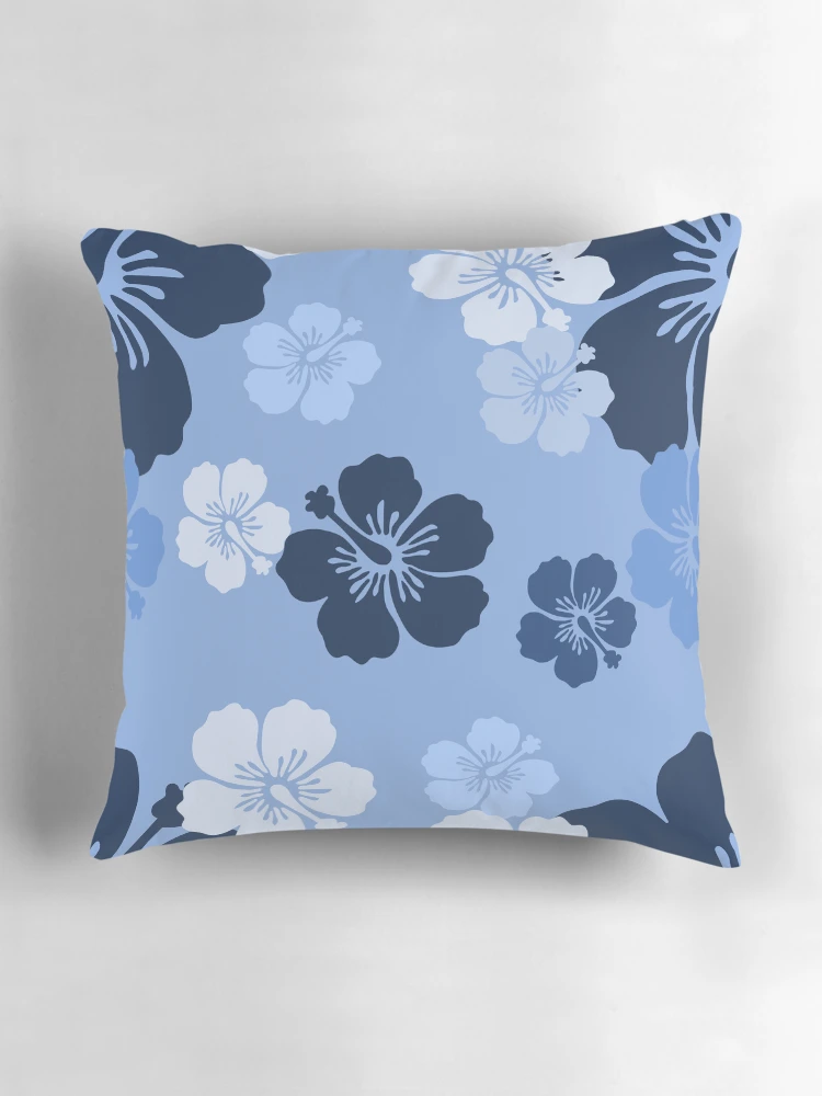 Thumbnail 3 of 4, Pillow, Blue Hibiscus Pattern by RKTOPIC designed and sold by RKTopic.