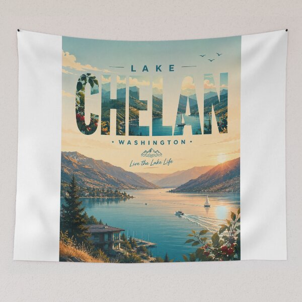 Item preview, Lake Chelan Washington Cascade Mountains Columbia Plateau Scenic Waterfront designed and sold by StampMyPassport.