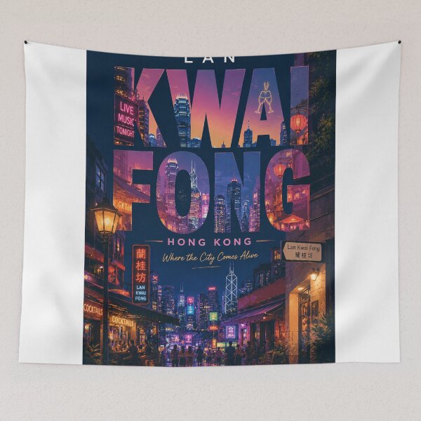 Item preview, Lan Kwai Fong Hong Kong Central District Nightlife Skyline designed and sold by StampMyPassport.