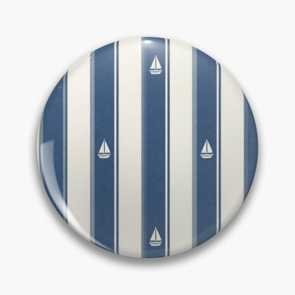 Item preview, Nautical blue stripe pattern with small sailboats designed and sold by Rue Market.