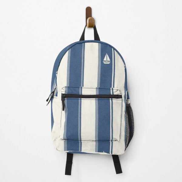 Item preview, Nautical blue stripe pattern with small sailboats designed and sold by Rue Market.