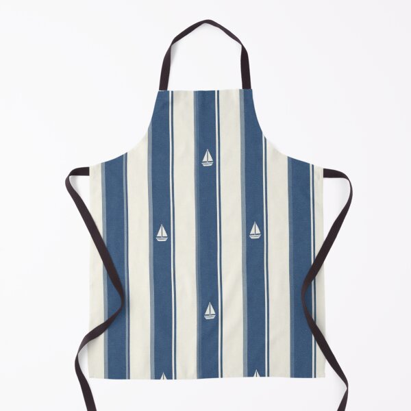 Item preview, Nautical blue stripe pattern with small sailboats designed and sold by Rue Market.