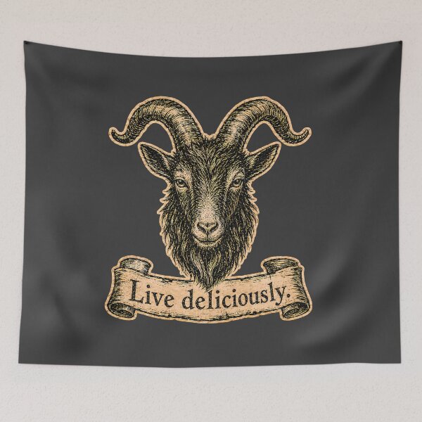 Item preview, Live Deliciously Vintage Engraved Occult Goat Art Print designed and sold by PinUpPizzazz.