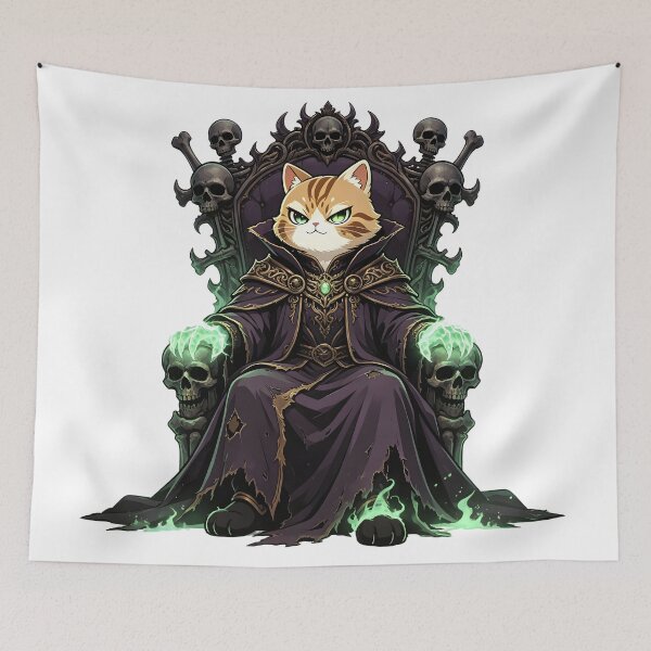 Item preview, The Abyssal Overlord - Dark Fantasy Necromancer Cat designed and sold by ABYSSLAB.