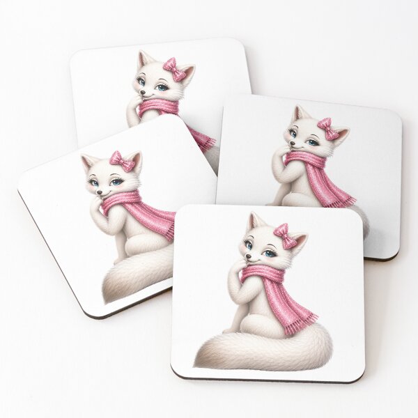 Item preview, Cute Arctic Fox with Pink Scarf Woodland Animal Illustration designed and sold by RoPrincess.