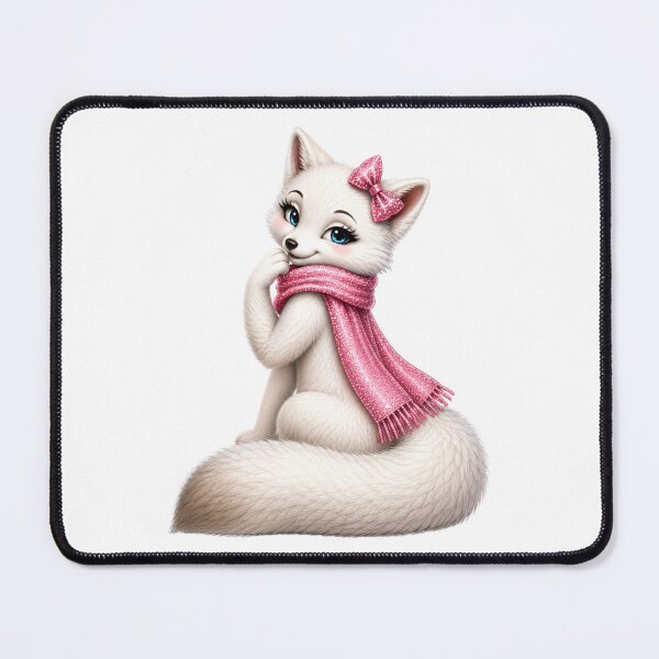 Item preview, Cute Arctic Fox with Pink Scarf Woodland Animal Illustration designed and sold by RoPrincess.