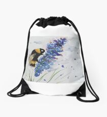 Bumble bee and Lavender Drawstring Bag