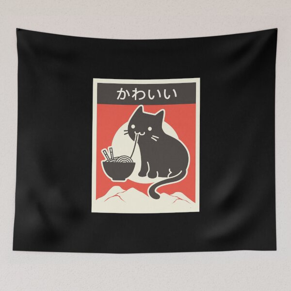 Item preview, kawaii vintage style japenese ramen cat designed and sold by AdventurersShop.