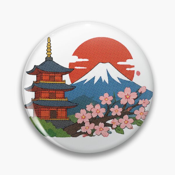 Item preview, Japanese Pagoda, Mount Fuji & Cherry Blossoms designed and sold by minordesignrev.