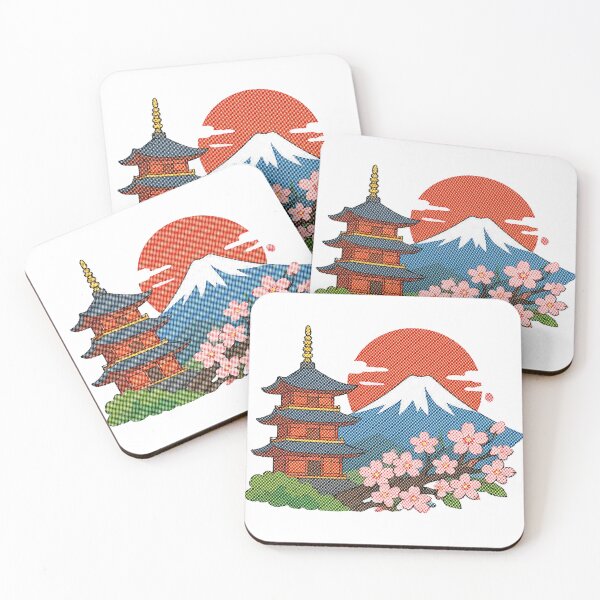 Item preview, Japanese Pagoda, Mount Fuji & Cherry Blossoms designed and sold by minordesignrev.