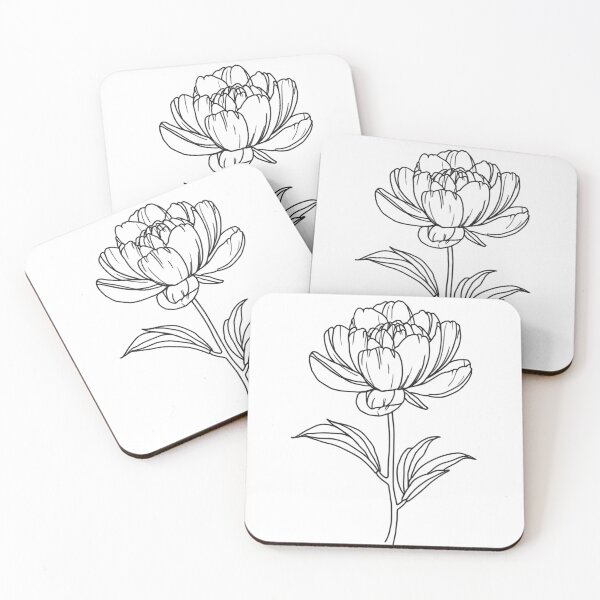 Item preview, Minimalist Peony Flower Line Art Botanical Illustration T-Shirt Design designed and sold by redblink store.