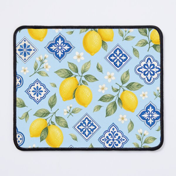 Item preview, Lemon Blue Tile Pattern designed and sold by aihrgdesign.