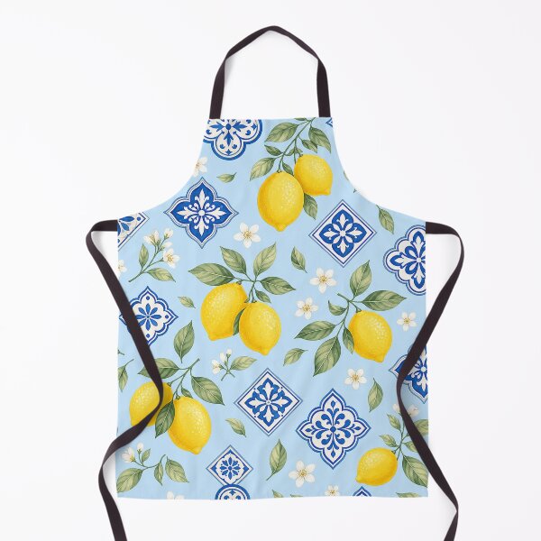 Item preview, Lemon Blue Tile Pattern designed and sold by aihrgdesign.