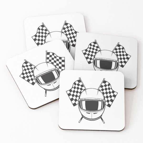 Item preview, Racing Helmet Checkered Flags Motorsport Line Art T-Shirt Design designed and sold by redblink store.