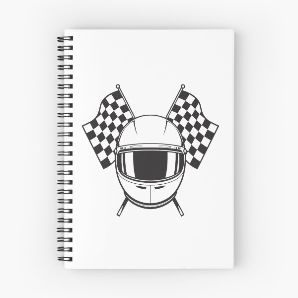 Item preview, Racing Helmet Checkered Flags Motorsport Line Art T-Shirt Design designed and sold by redblink store.