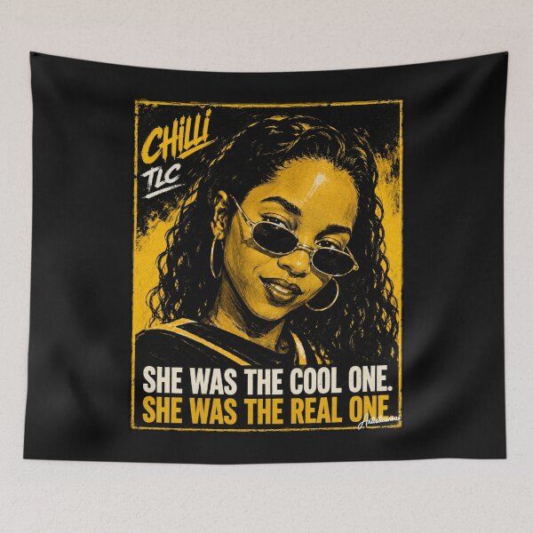 Item preview, Rozonda Thomas TLC Chilli Bold Pop Art Electric Yellow Portrait designed and sold by Artisticanvas.